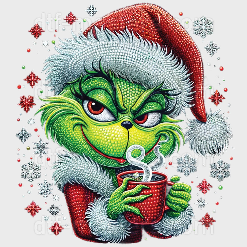 Grinchy Sparkly Rhinestone Hot Tea